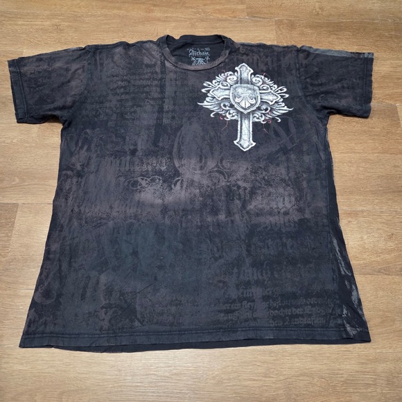 Affliction Other - Archaic by Affliction Mens 3XL T-Shirt Black Winged Cross Graphic Goth MMA Y2K